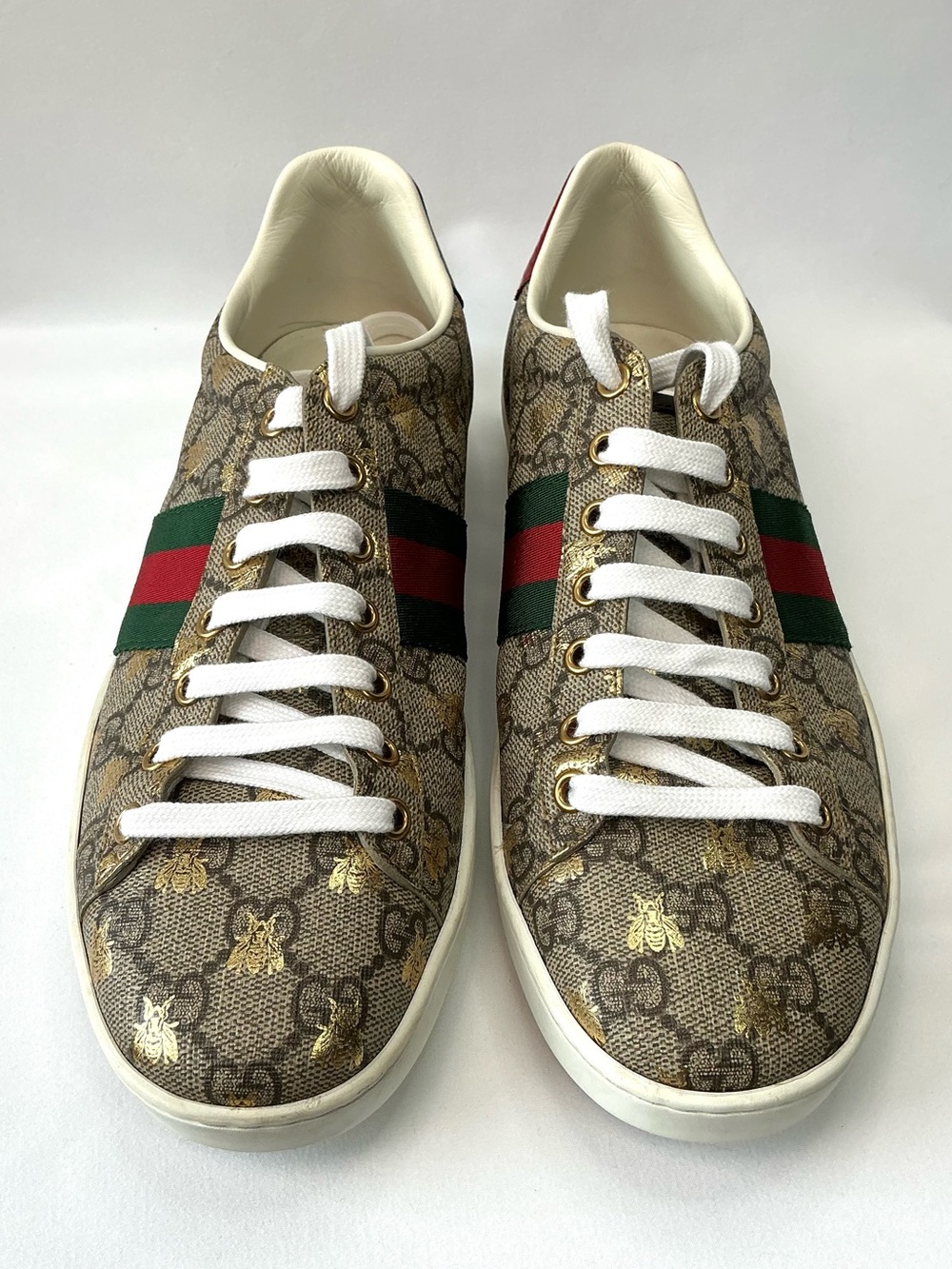 Gucci | Ace GG Supreme Bee Web Stripe Low-Top Sneakers Made In Italy - Picture 2 of 9